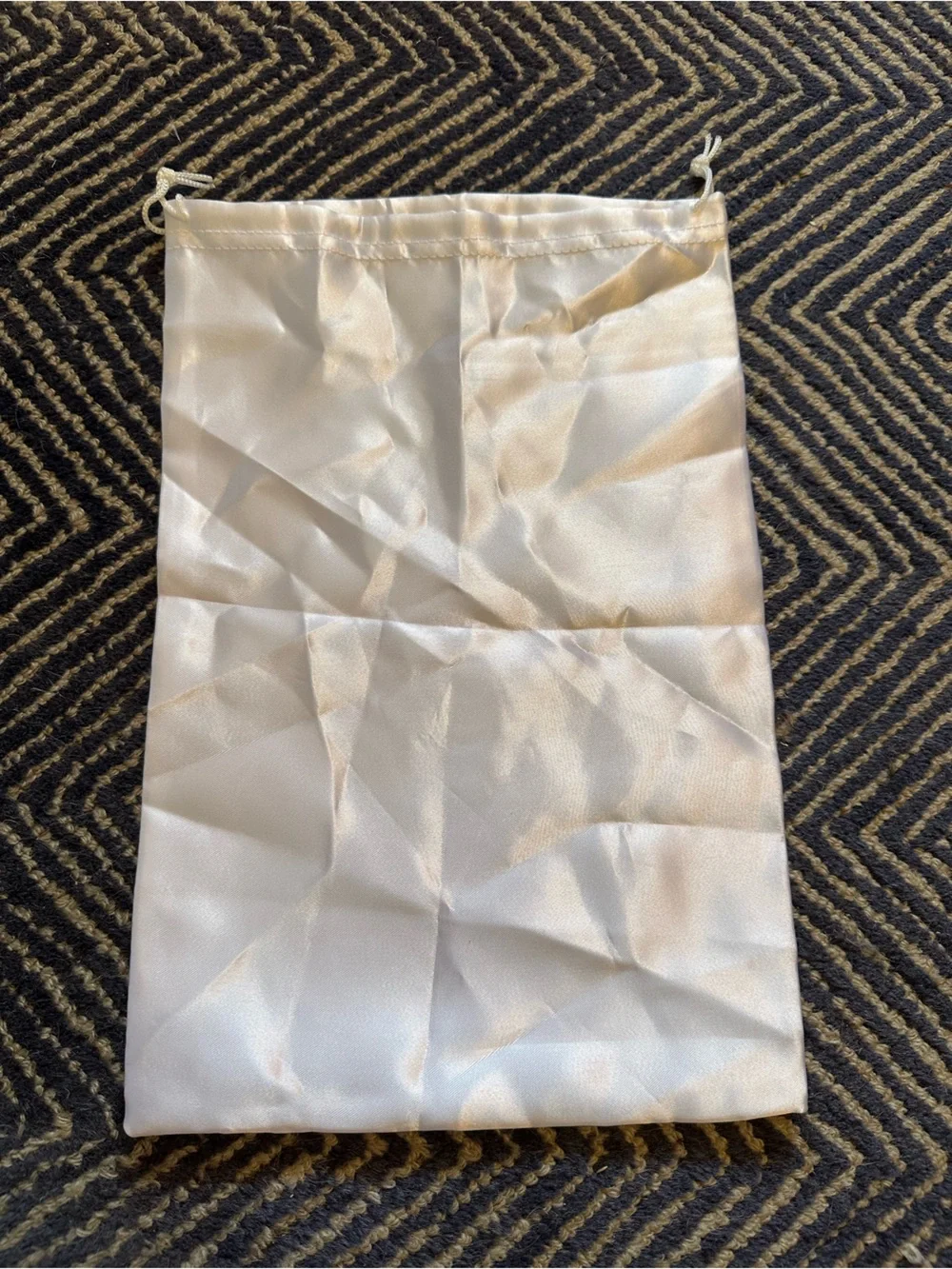 Moncler White Logo Drawstring Pouch